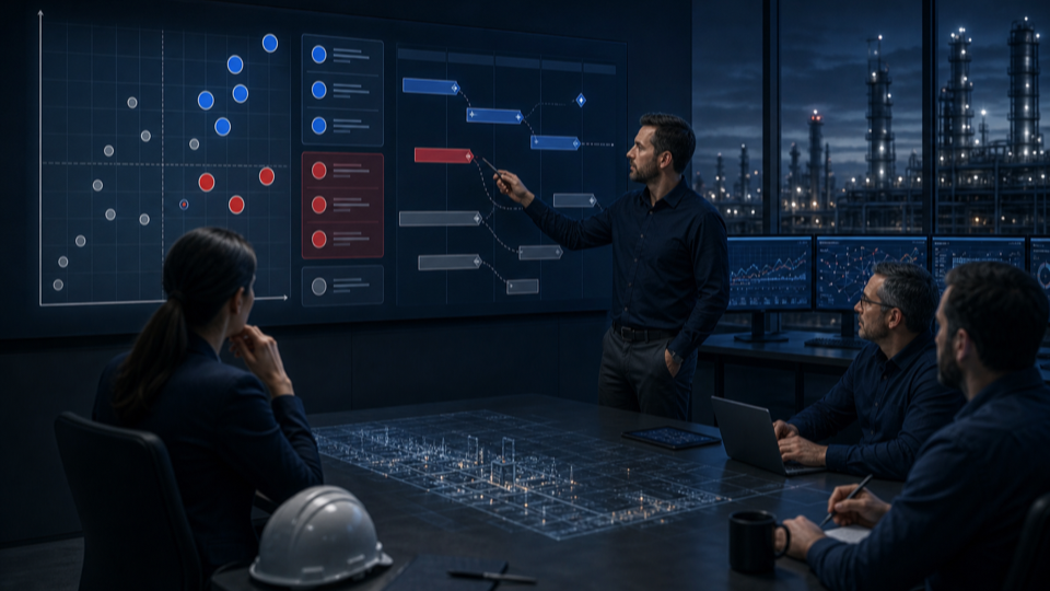 Industrial analytics team prioritizing use cases by value and implementation effort
